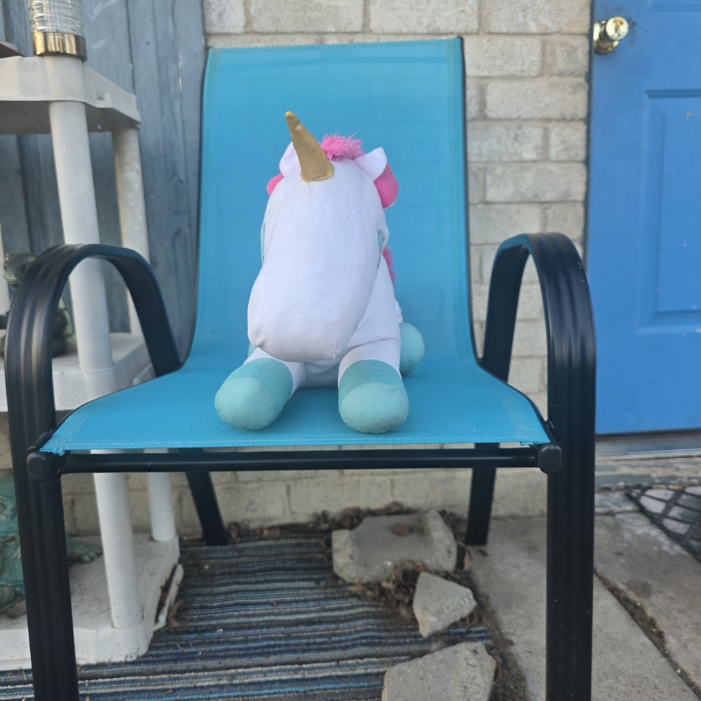 Plush Unicorn Toy - White with Teal and Pink Accents